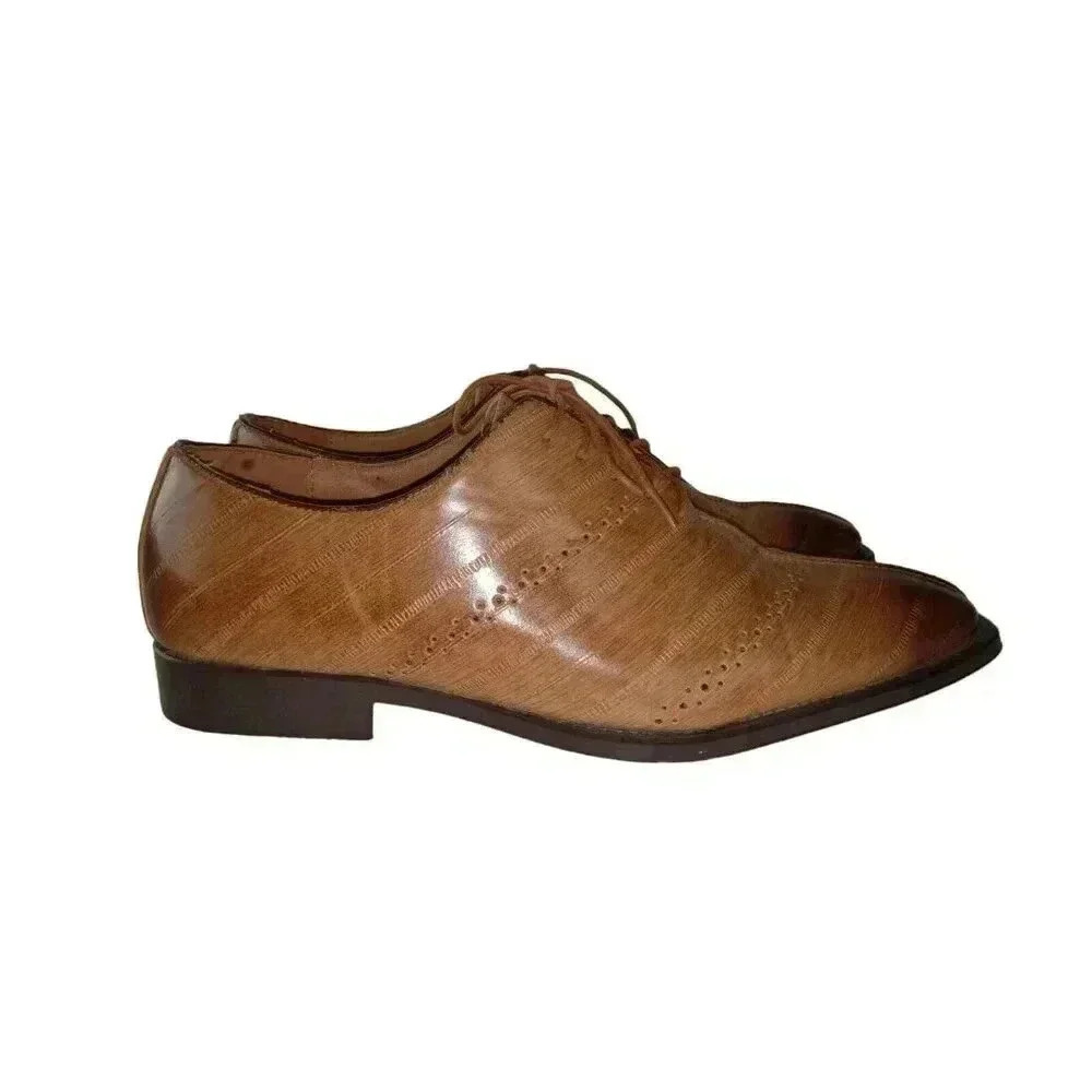 Antonio Cerrelli  Men's 6611 Scotch Exotic  Tan Lace Up" EEL print Shoes "sz 11